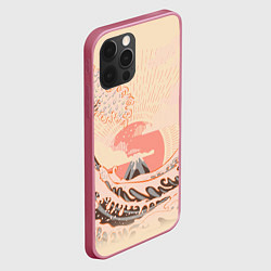 Чехол для iPhone 12 Pro Бурные океанские волны на восходе солнца, цвет: 3D-малиновый — фото 2