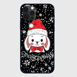 Чехол для iPhone 12 Pro Merry Christmas, cute rabbit, цвет: 3D-черный