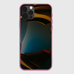 Чехол для iPhone 12 Pro Абстрактные золотые механизмы, цвет: 3D-малиновый