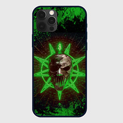 Чехол для iPhone 12 Pro Slipknot green star, цвет: 3D-черный