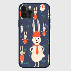 Чехол для iPhone 12 Pro Семья крольчат, цвет: 3D-черный