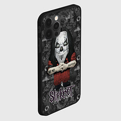 Чехол для iPhone 12 Pro Slipknot серый абстрактный фон, цвет: 3D-черный — фото 2