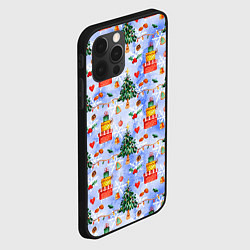 Чехол для iPhone 12 Pro Новый год - елки и подарки, цвет: 3D-черный — фото 2