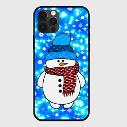 Чехол для iPhone 12 Pro Снеговик в шапке, цвет: 3D-черный