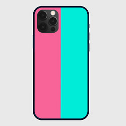 Чехол для iPhone 12 Pro Розово бирюзовый, цвет: 3D-черный