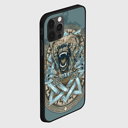 Чехол для iPhone 12 Pro Голова медведя-викинга, цвет: 3D-черный — фото 2