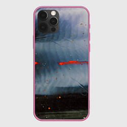 Чехол для iPhone 12 Pro Абстрактный синий туман и мазки красок, цвет: 3D-малиновый