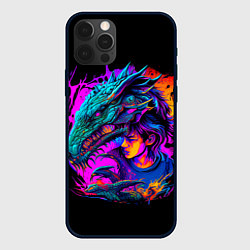 Чехол для iPhone 12 Pro Дракон и девушка - поп арт, цвет: 3D-черный
