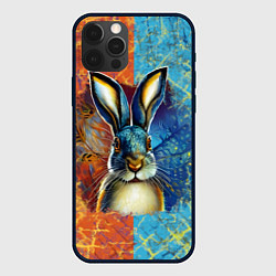 Чехол для iPhone 12 Pro Огненный новогодний кролик, цвет: 3D-черный