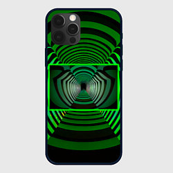 Чехол для iPhone 12 Pro Зелёный туннель - оптическая иллюзия, цвет: 3D-черный
