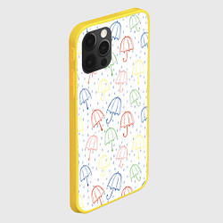 Чехол для iPhone 12 Pro Цветные зонтики с каплями дождя, цвет: 3D-желтый — фото 2