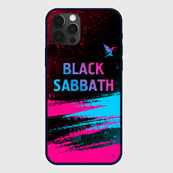 Чехол iPhone 12 Pro Black Sabbath - neon gradient: символ сверху