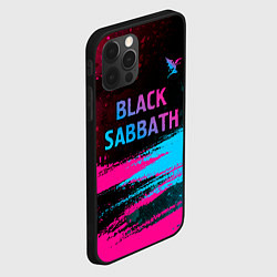 Чехол для iPhone 12 Pro Black Sabbath - neon gradient: символ сверху, цвет: 3D-черный — фото 2
