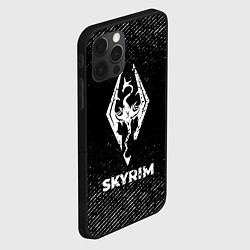Чехол для iPhone 12 Pro Skyrim с потертостями на темном фоне, цвет: 3D-черный — фото 2