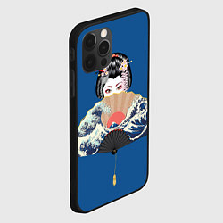 Чехол для iPhone 12 Pro Японская гейша с большим веером, цвет: 3D-черный — фото 2