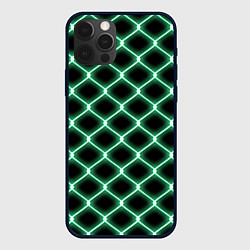 Чехол для iPhone 12 Pro Зелёная неоновая сетка, цвет: 3D-черный