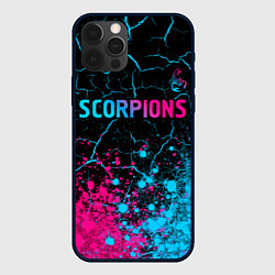 Чехол для iPhone 12 Pro Scorpions - neon gradient: символ сверху, цвет: 3D-черный