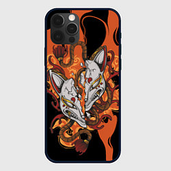 Чехол для iPhone 12 Pro Огненная маска кицунэ, цвет: 3D-черный