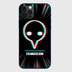 Чехол для iPhone 12 Pro Символ Evangelion в стиле glitch на темном фоне, цвет: 3D-черный