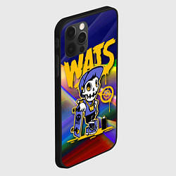 Чехол для iPhone 12 Pro Whats - скелет со скейтбордом - граффити, цвет: 3D-черный — фото 2
