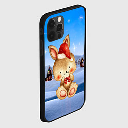 Чехол для iPhone 12 Pro Зайчик в новогоднем колпаке, цвет: 3D-черный — фото 2