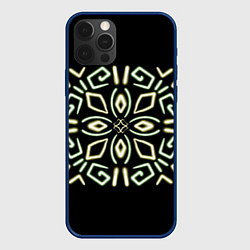 Чехол для iPhone 12 Pro Зелено-желтый неон, цвет: 3D-тёмно-синий