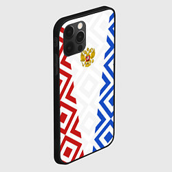 Чехол для iPhone 12 Pro Russia sport ромбы и герб, цвет: 3D-черный — фото 2