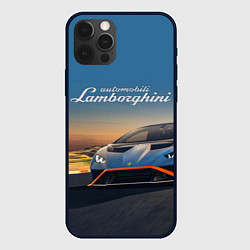 Чехол для iPhone 12 Pro Lamborghini Huracan STO - car racing, цвет: 3D-черный