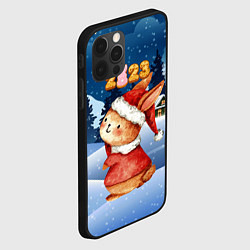 Чехол для iPhone 12 Pro Новогодний праздничный зайчик, цвет: 3D-черный — фото 2