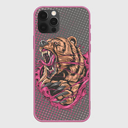 Чехол для iPhone 12 Pro Медведь прорывается, цвет: 3D-малиновый