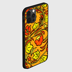 Чехол для iPhone 12 Pro Хохлома золотой фон, цвет: 3D-черный — фото 2