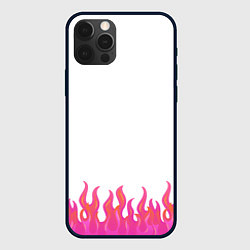 Чехол для iPhone 12 Pro Розовые языки огня, цвет: 3D-черный