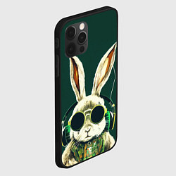 Чехол для iPhone 12 Pro Заяц меломан, цвет: 3D-черный — фото 2