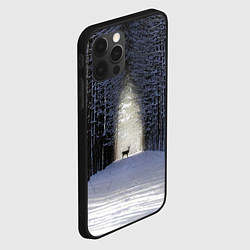 Чехол для iPhone 12 Pro Олень в зимнем лесу, цвет: 3D-черный — фото 2