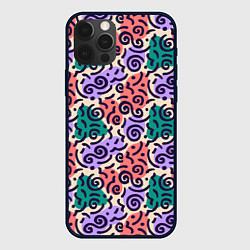 Чехол для iPhone 12 Pro Полосы и фигуры гранж, цвет: 3D-черный