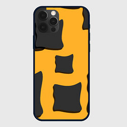 Чехол для iPhone 12 Pro Оранжевая абстракция и тёмные фигуры, цвет: 3D-черный