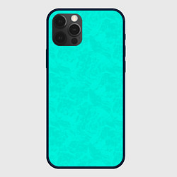 Чехол для iPhone 12 Pro Яркий бирюзовый текстурированный, цвет: 3D-черный