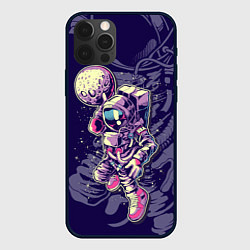 Чехол для iPhone 12 Pro Космонавт с луной, цвет: 3D-черный