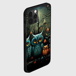 Чехол для iPhone 12 Pro Совы в стиле Folk Art, цвет: 3D-черный — фото 2
