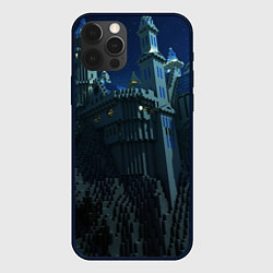 Чехол iPhone 12 Pro Гора и замок из блоков майнкрафт