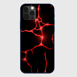 Чехол для iPhone 12 Pro Красные неоновые трещины, цвет: 3D-черный