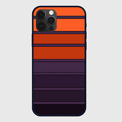 Чехол для iPhone 12 Pro Полосатый фиолетово-оранжевый узор, цвет: 3D-черный