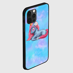Чехол для iPhone 12 Pro Синий единорог с розовой гривой, цвет: 3D-черный — фото 2