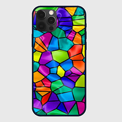 Чехол для iPhone 12 Pro Разноцветная мозаика, цвет: 3D-черный