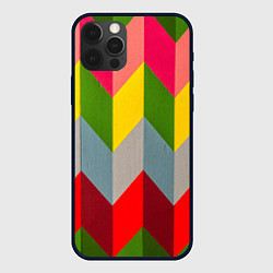 Чехол для iPhone 12 Pro Разноцветный ромбический абстрактный паттерн, цвет: 3D-черный