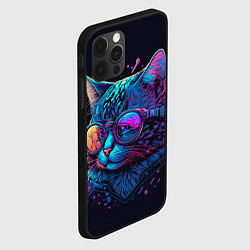 Чехол для iPhone 12 Pro Кот неоновый, цвет: 3D-черный — фото 2