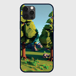 Чехол для iPhone 12 Pro Воксельный лес, цвет: 3D-черный