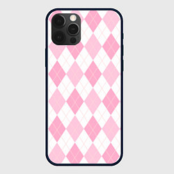 Чехол для iPhone 12 Pro Pink argyle, цвет: 3D-черный