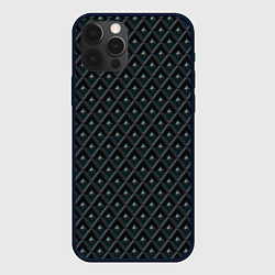 Чехол для iPhone 12 Pro Ромбики серые, цвет: 3D-черный