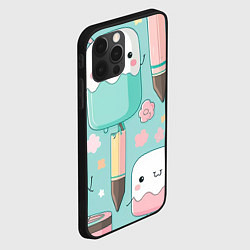 Чехол для iPhone 12 Pro Милые предметы с лицами, цвет: 3D-черный — фото 2